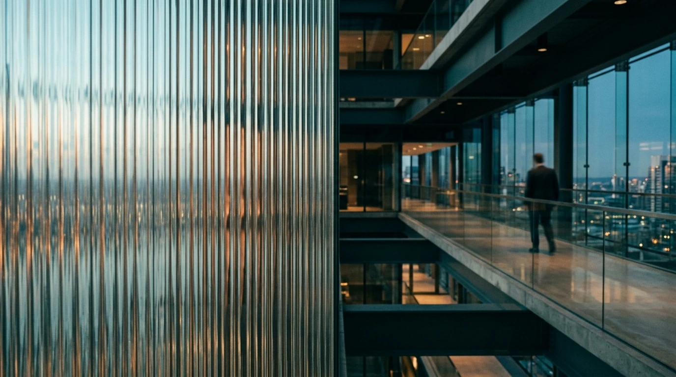 Corporate glass walkway in modern Dubai architecture